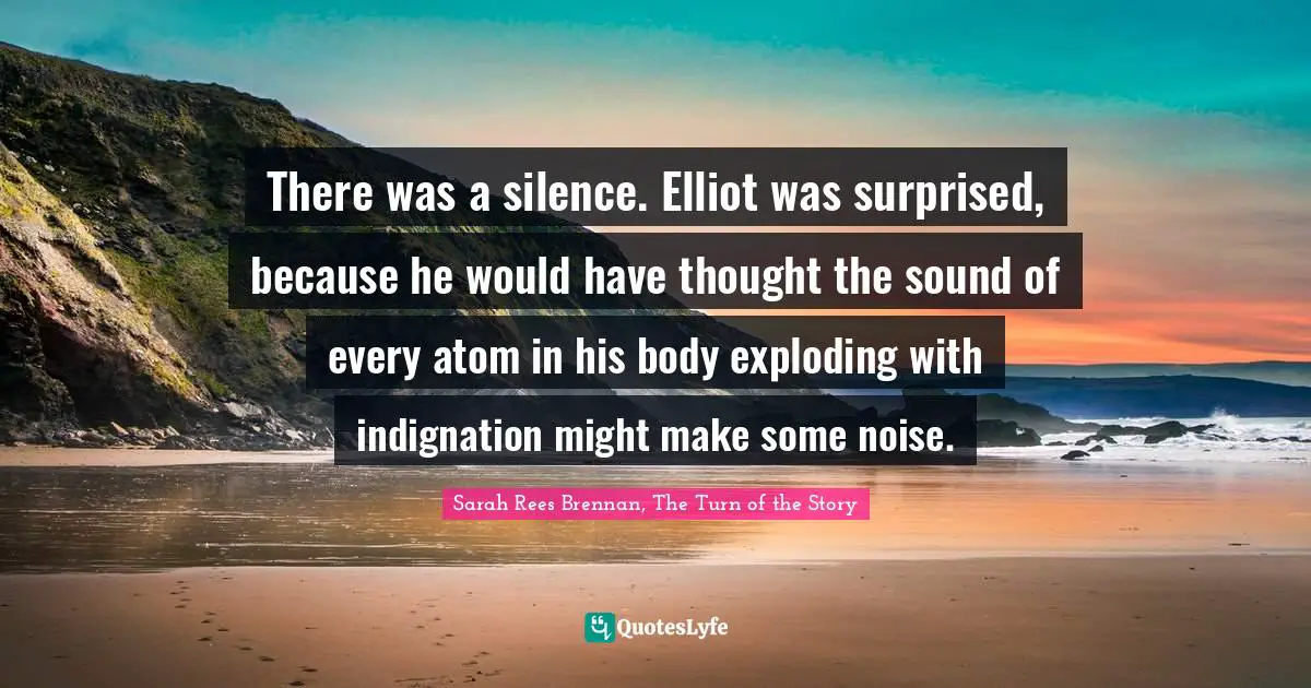 There was a silence. Elliot was surprised, because he would have thought the sound of every atom in his body exploding with indignation might make some noise.