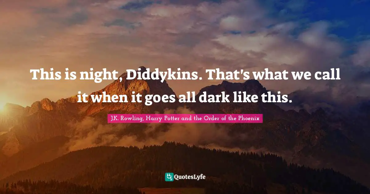 This is night, Diddykins. That's what we call it when it goes all dark like this.
