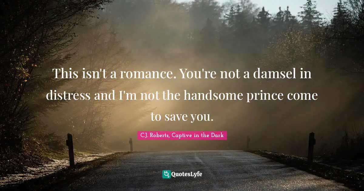 This isn't a romance. You're not a damsel in distress and I'm not the handsome prince come to save you.