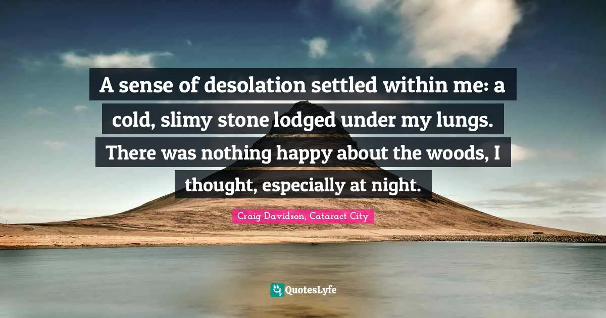 A sense of desolation settled within me: a cold, slimy stone lodged under my lungs. There was nothing happy about the woods, I thought, especially at night.