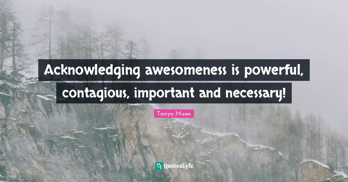 Acknowledging awesomeness is powerful, contagious, important and necessary!