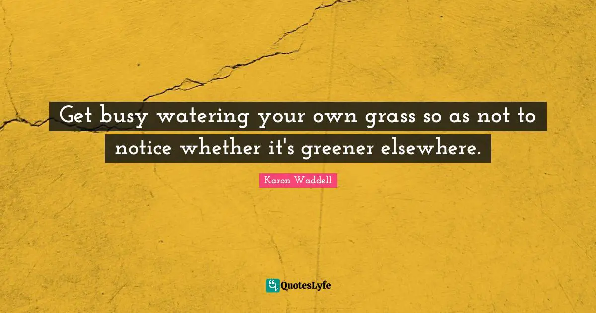 Get busy watering your own grass so as not to notice whether it's greener elsewhere.
