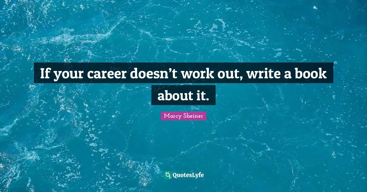 If your career doesn’t work out, write a book about it.