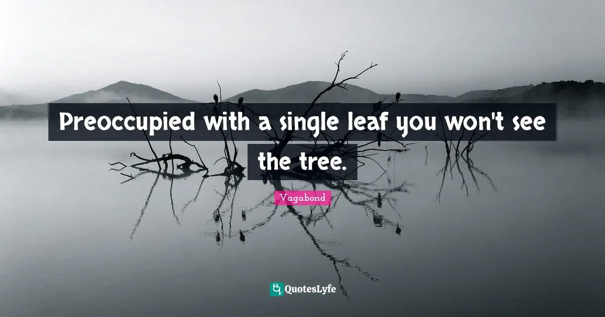 Preoccupied with a single leaf you won't see the tree.