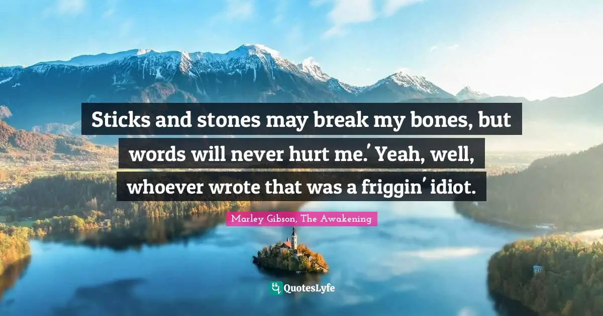 Sticks and stones may break my bones, but words will never hurt me.' Yeah, well, whoever wrote that was a friggin' idiot.