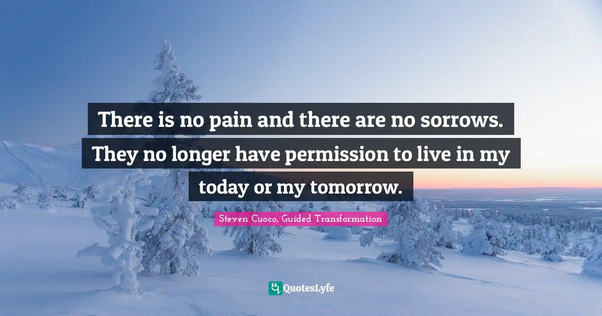 There is no pain and there are no sorrows. They no longer have permission to live in my today or my tomorrow.