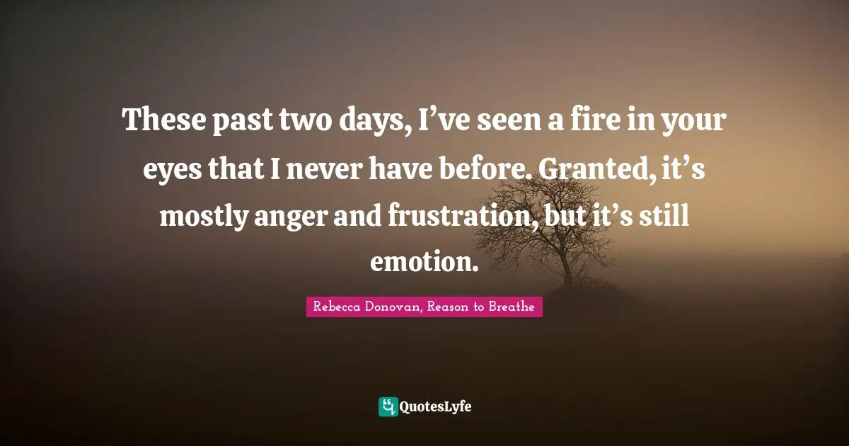 These past two days, I’ve seen a fire in your eyes that I never have before. Granted, it’s mostly anger and frustration, but it’s still emotion.