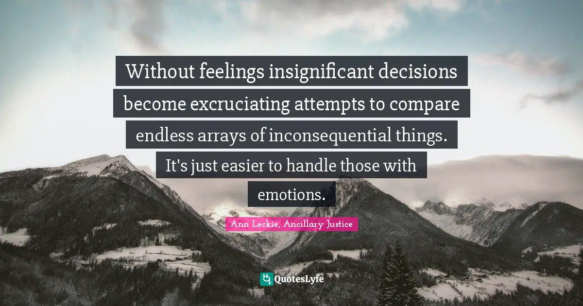 Without feelings insignificant decisions become excruciating attempts to compare endless arrays of inconsequential things. It's just easier to handle those with emotions.