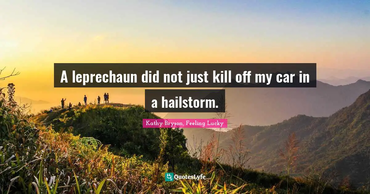 A leprechaun did not just kill off my car in a hailstorm.