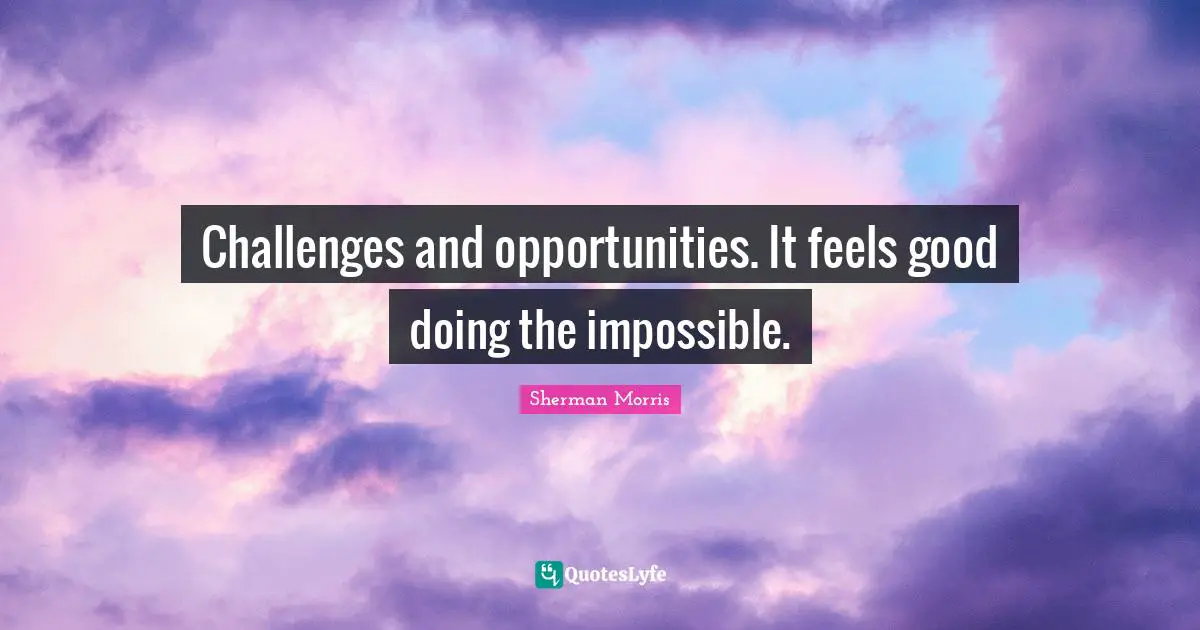 Challenges and opportunities. It feels good doing the impossible.