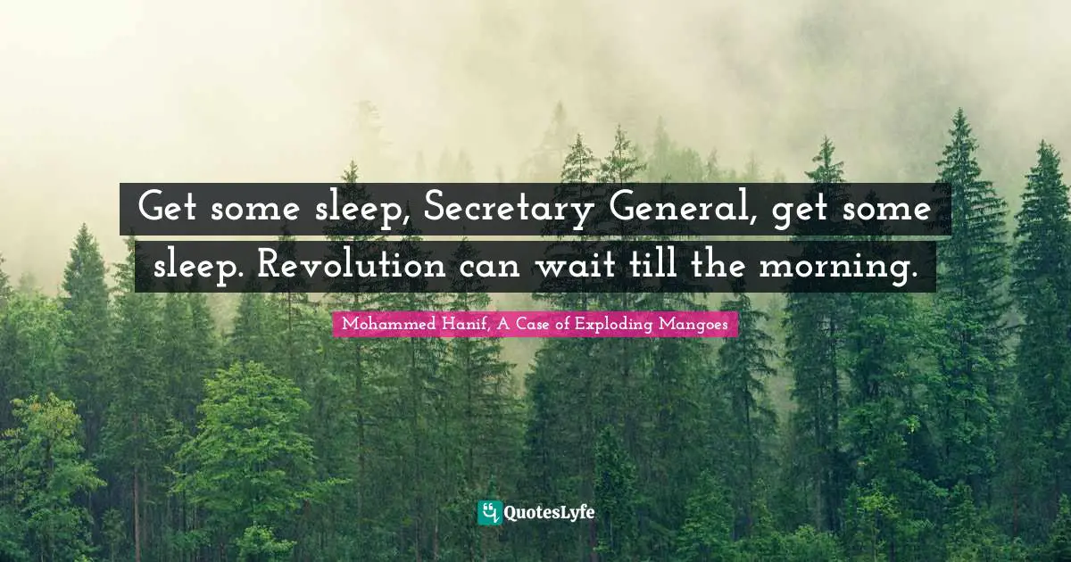 Get some sleep, Secretary General, get some sleep. Revolution can wait till the morning.