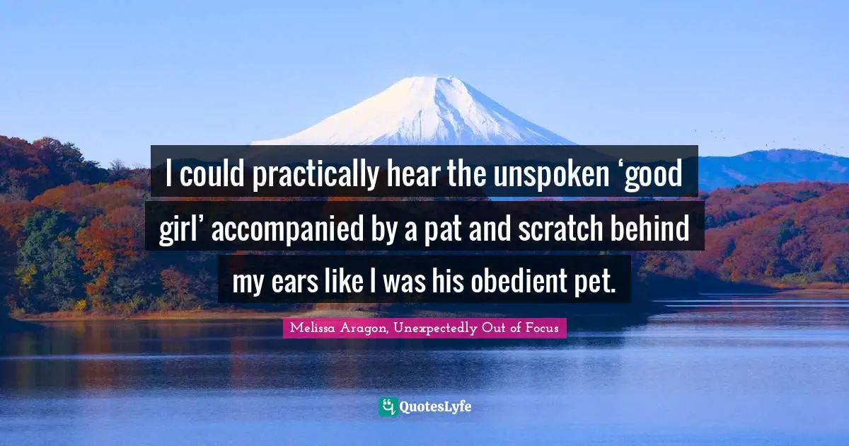I could practically hear the unspoken ‘good girl’ accompanied by a pat and scratch behind my ears like I was his obedient pet.