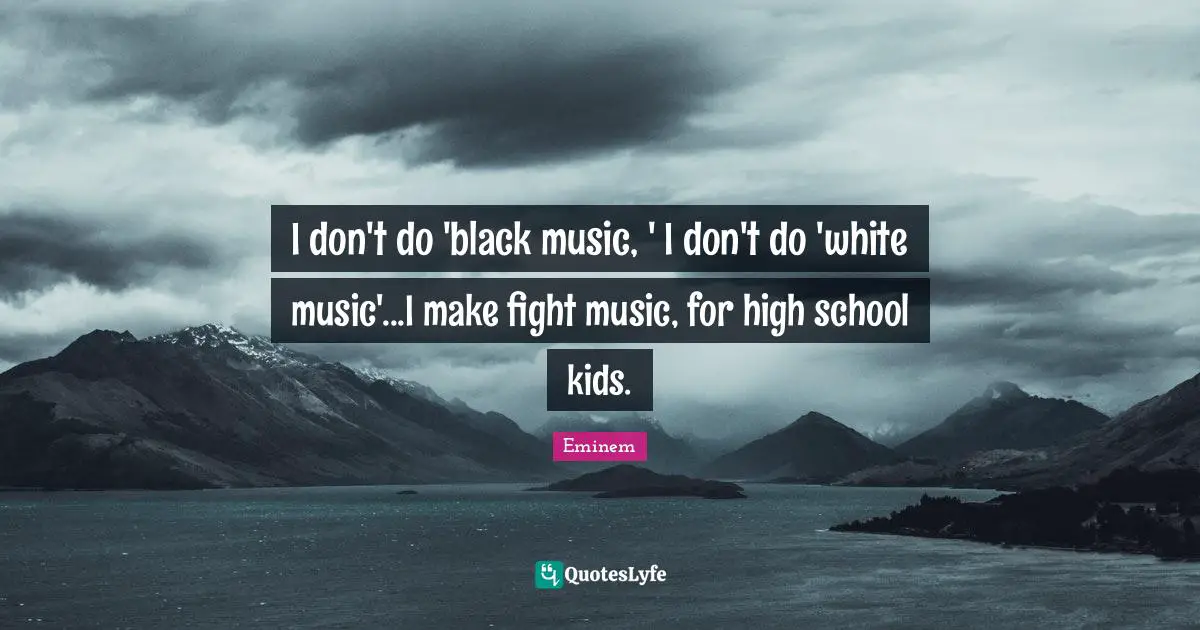 I don't do 'black music, ' I don't do 'white music'...I make fight music, for high school kids.