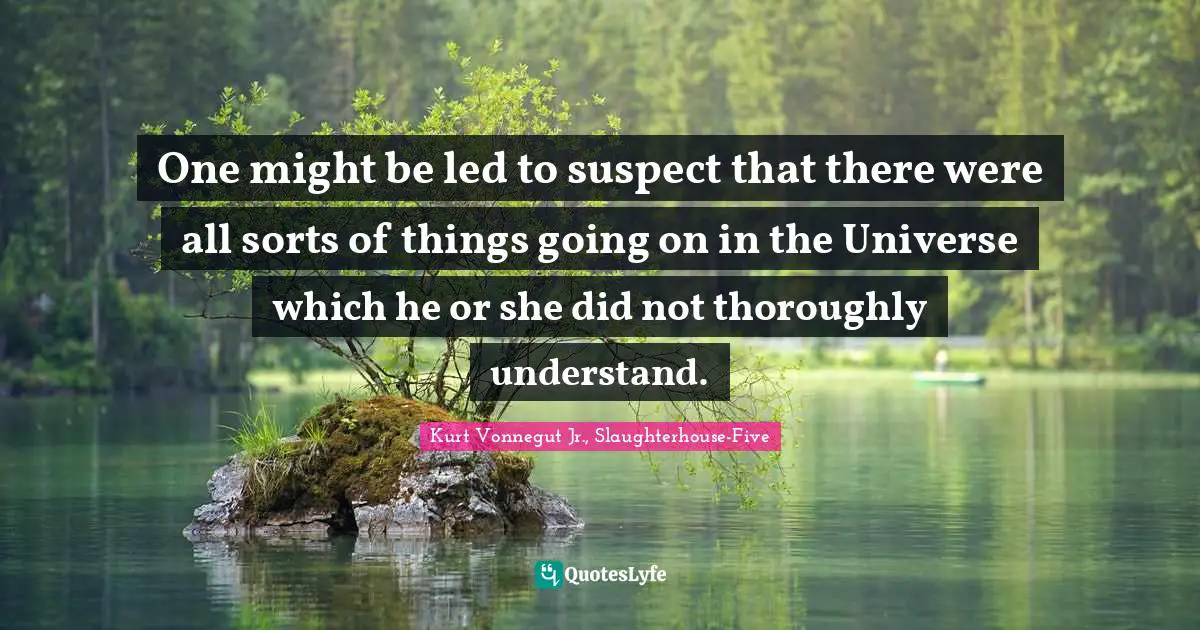 One might be led to suspect that there were all sorts of things going on in the Universe which he or she did not thoroughly understand.