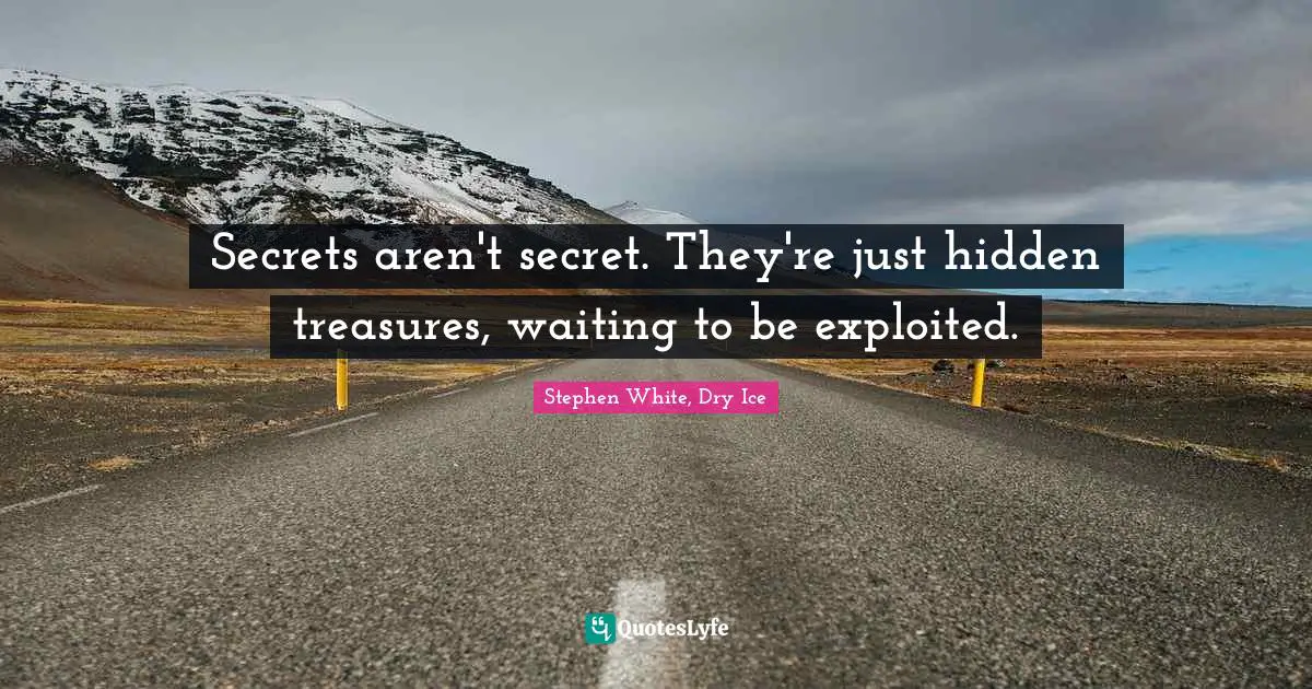 Secrets Quotes: "Secrets aren't secret. They're just hidden treasures, waiting to be exploited."