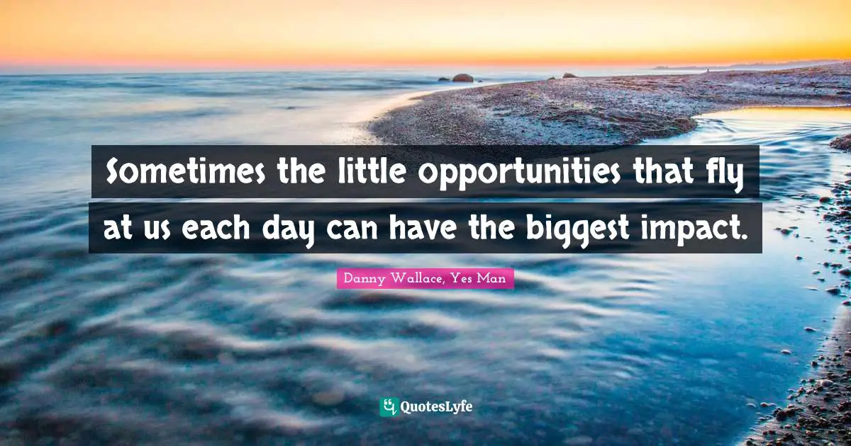 Danny Wallace Quotes: "Sometimes the little opportunities that fly at us each day can have the biggest impact."