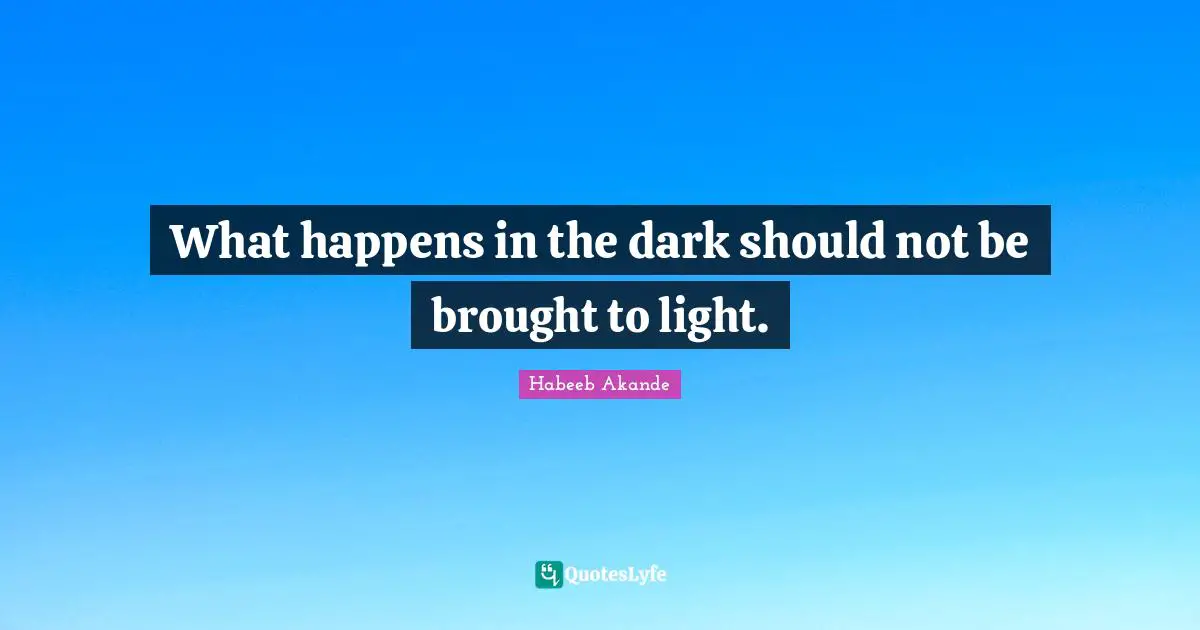 Habeeb Akande Quotes: "What happens in the dark should not be brought to light."