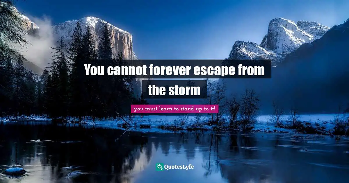 You cannot forever escape from the storm