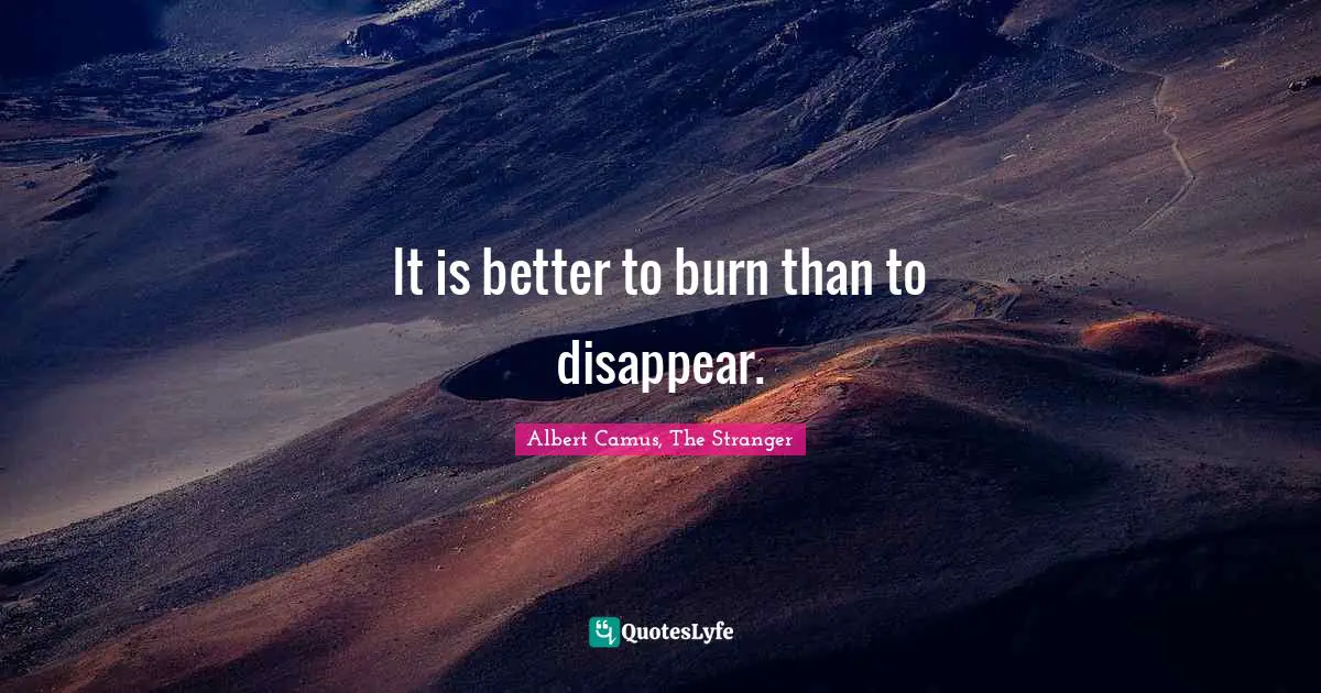 It is better to burn than to disappear.