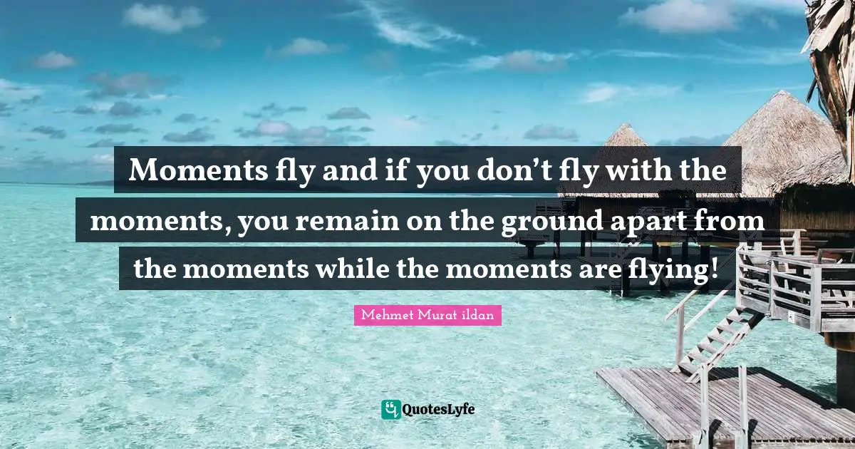 Moments fly and if you don’t fly with the moments, you remain on the ground apart from the moments while the moments are flying!