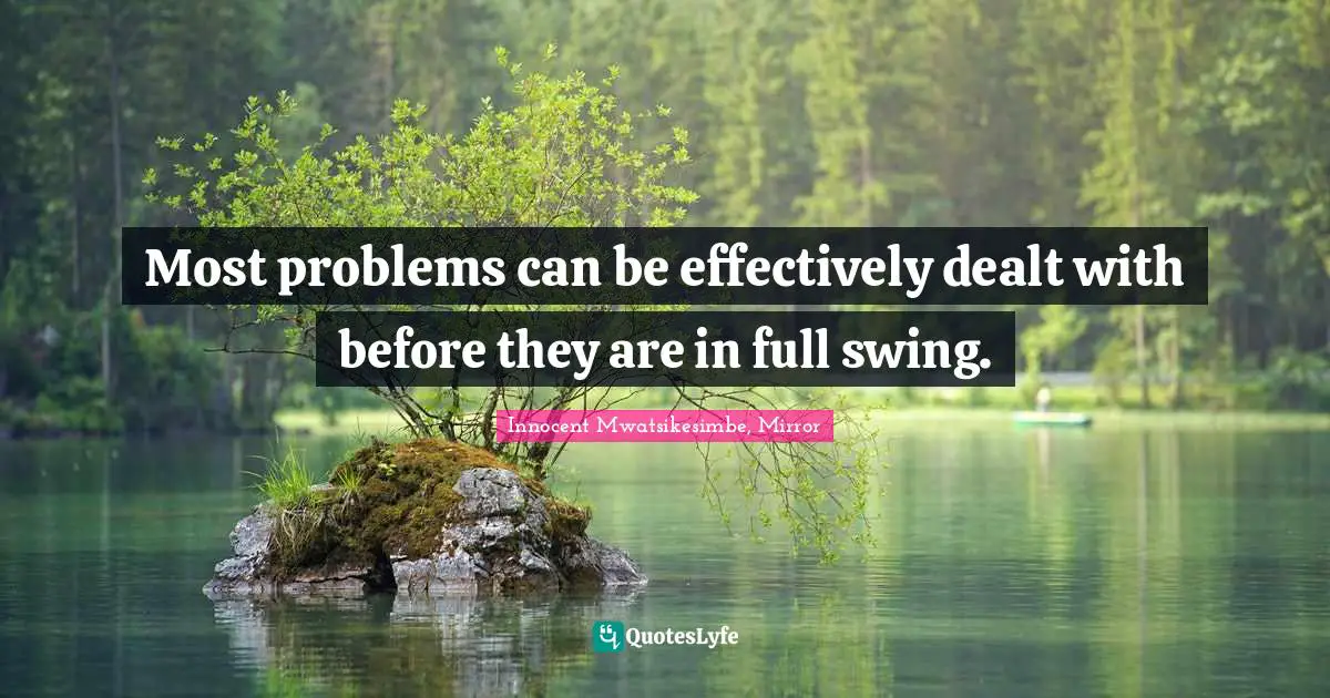 Solving Problems Quotes: "Most problems can be effectively dealt with before they are in full swing."