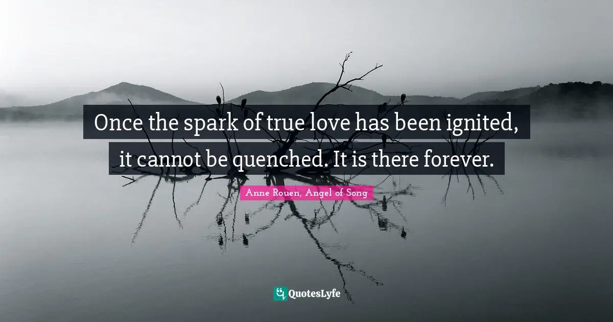 Once the spark of true love has been ignited, it cannot be quenched. It is there forever.