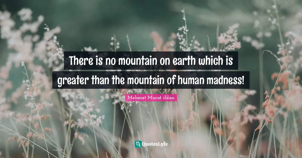 Mehmet Murat ildan Quotes: There is no mountain on earth which is greater than the mountain of human madness!