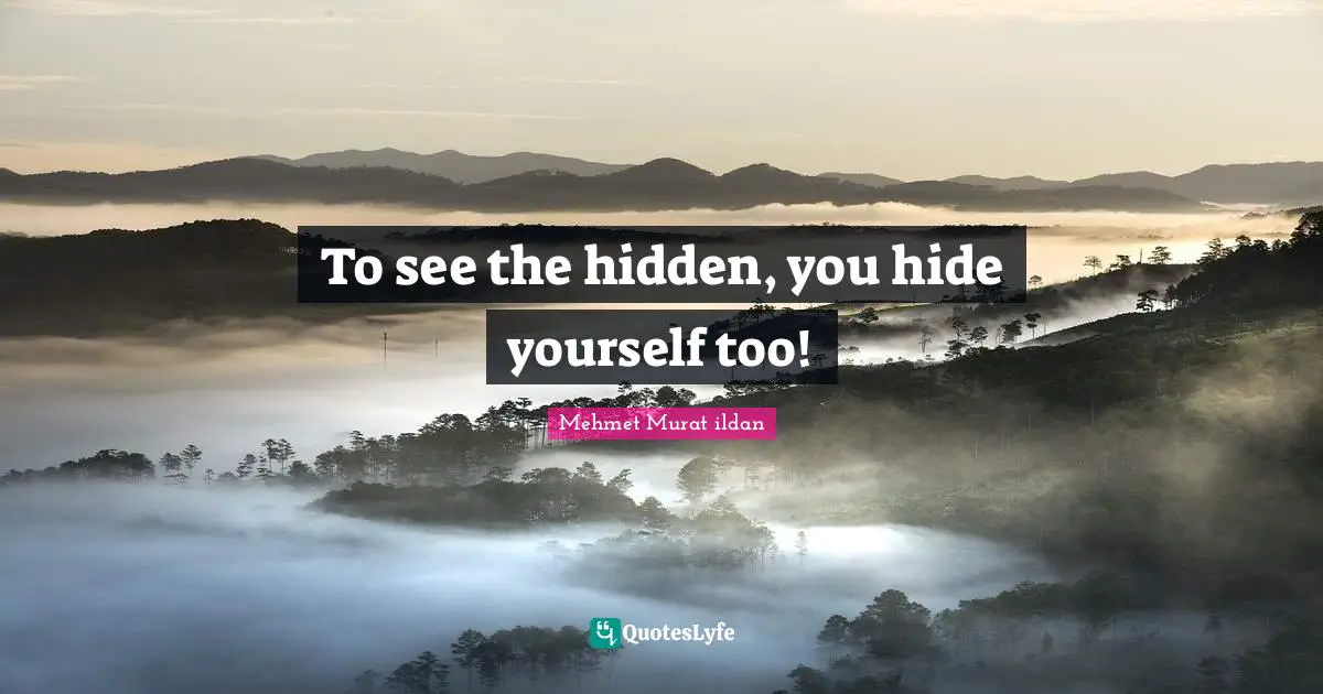 To see the hidden, you hide yourself too!
