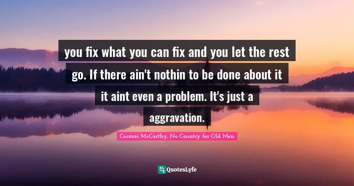 you fix what you can fix and you let the rest go. If there ain't nothin to be done about it it aint even a problem. It's just a aggravation.