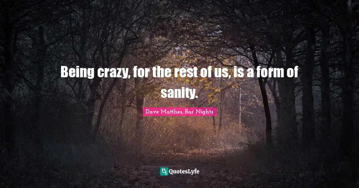 Being crazy, for the rest of us, is a form of sanity.