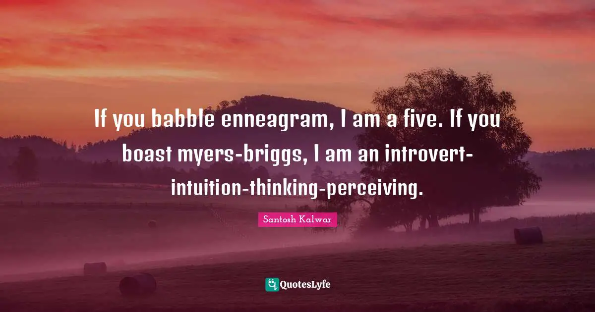 If you babble enneagram, I am a five. If you boast myers-briggs, I am an introvert-intuition-thinking-perceiving.