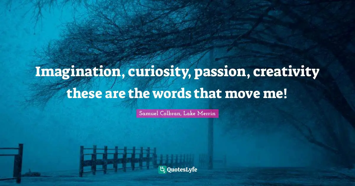 Imagination, curiosity, passion, creativity these are the words that move me!