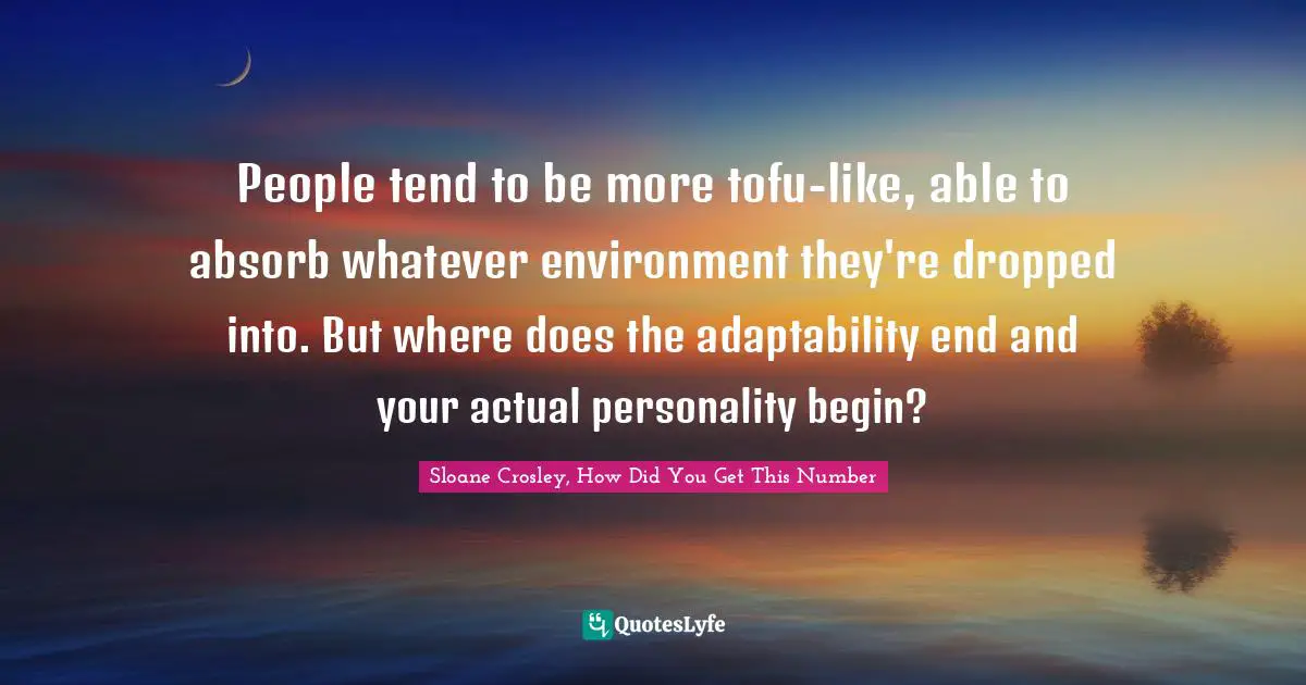 People tend to be more tofu-like, able to absorb whatever environment they're dropped into. But where does the adaptability end and your actual personality begin?