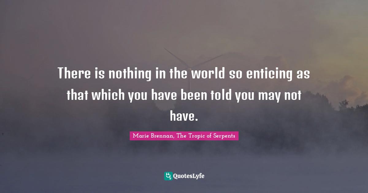There is nothing in the world so enticing as that which you have been told you may not have.