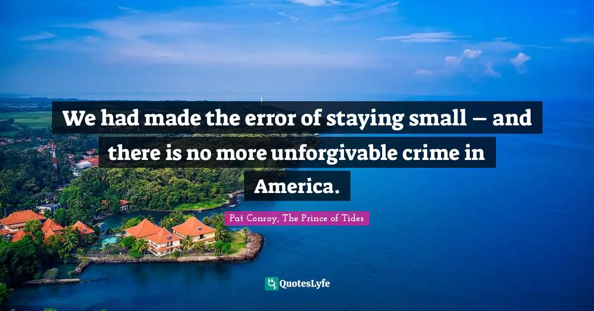 We had made the error of staying small – and there is no more unforgivable crime in America.