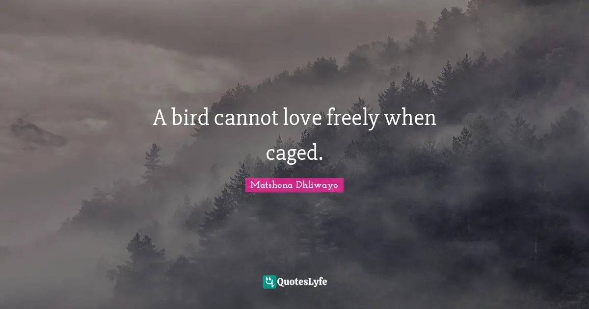 Controlling Quotes: "A bird cannot love freely when caged."