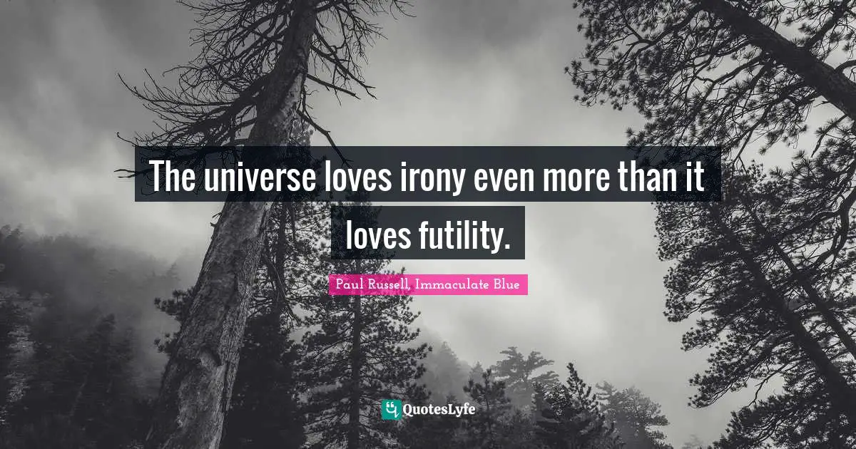 The universe loves irony even more than it loves futility.