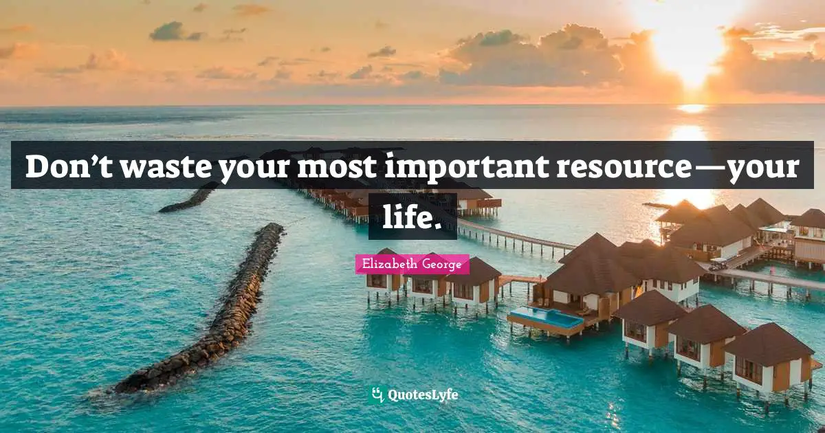 Resource Quotes: "Don’t waste your most important resource—your life."