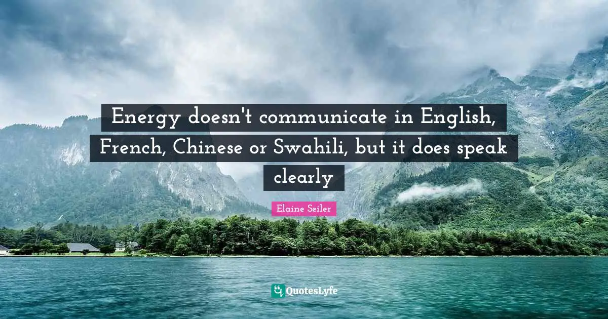 Energy doesn't communicate in English, French, Chinese or Swahili, but it does speak clearly