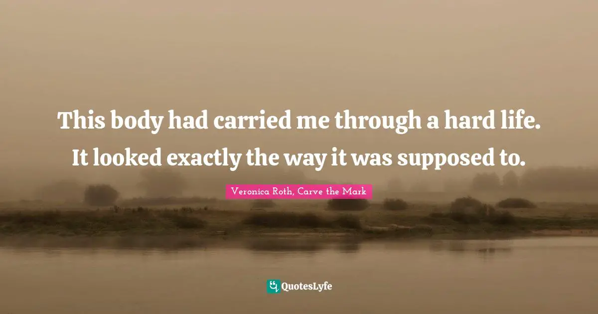 This body had carried me through a hard life. It looked exactly the way it was supposed to.