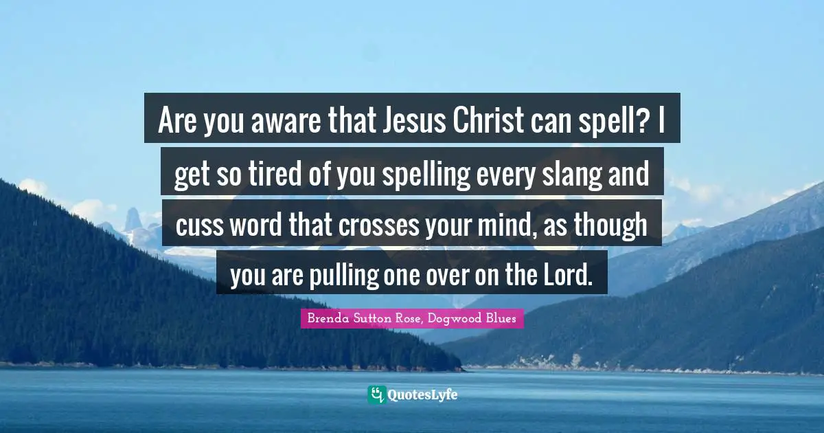 Are you aware that Jesus Christ can spell? I get so tired of you spelling every slang and cuss word that crosses your mind, as though you are pulling one over on the Lord.