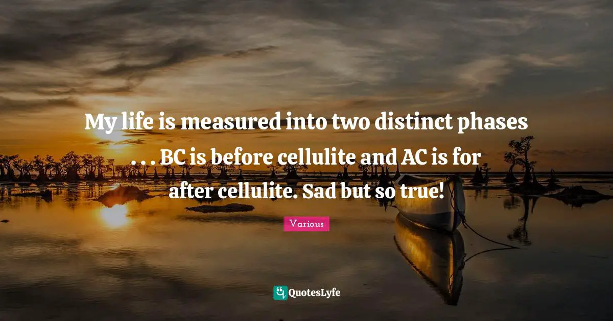 Various Quotes: "My life is measured into two distinct phases . . . BC is before cellulite and AC is for after cellulite. Sad but so true!"
