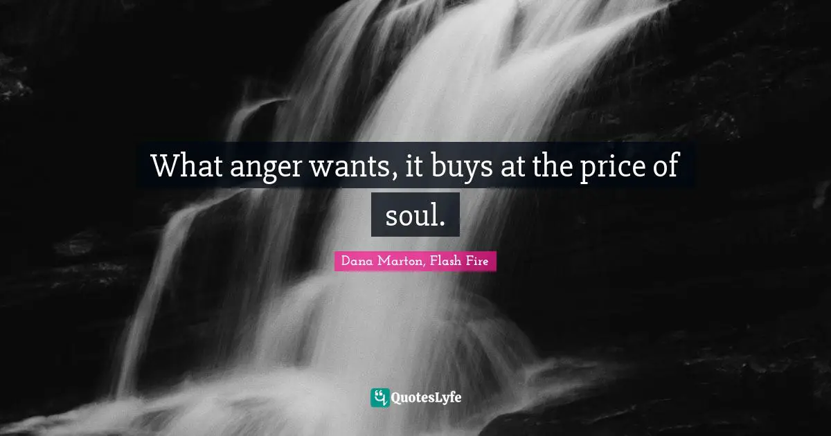 What anger wants, it buys at the price of soul.