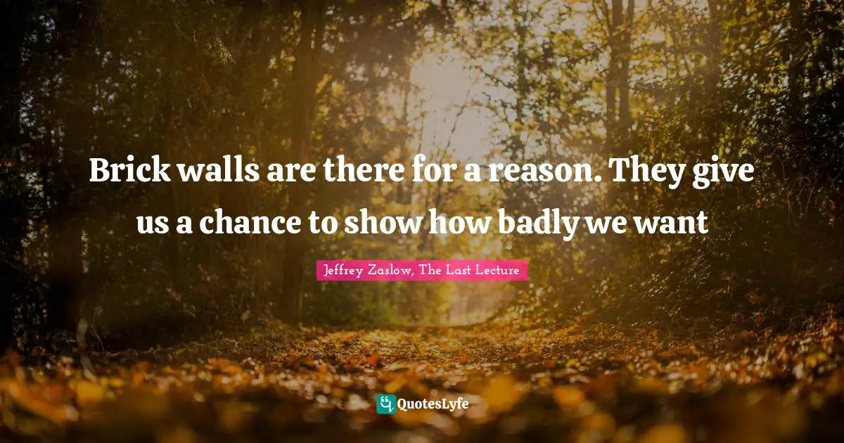 Kindlehighlight Quotes: "Brick walls are there for a reason. They give us a chance to show how badly we want"