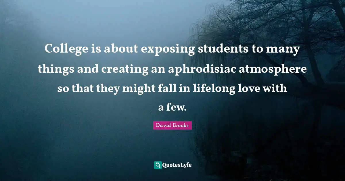 College is about exposing students to many things and creating an aphrodisiac atmosphere so that they might fall in lifelong love with a few.