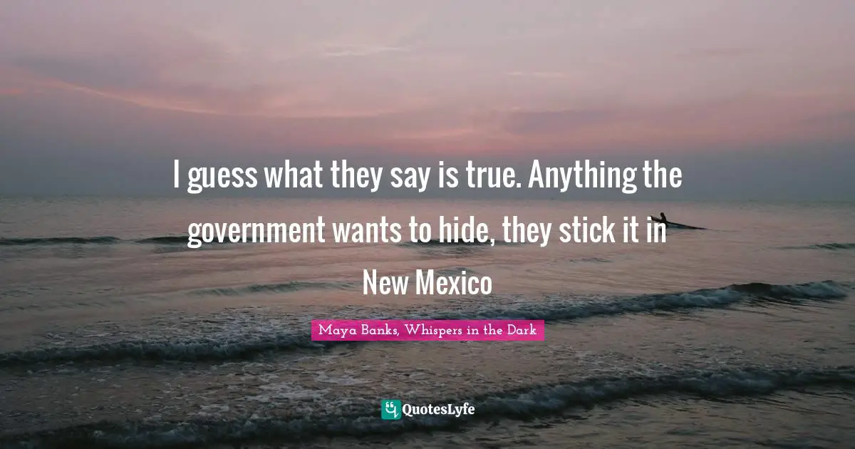 I guess what they say is true. Anything the government wants to hide, they stick it in New Mexico