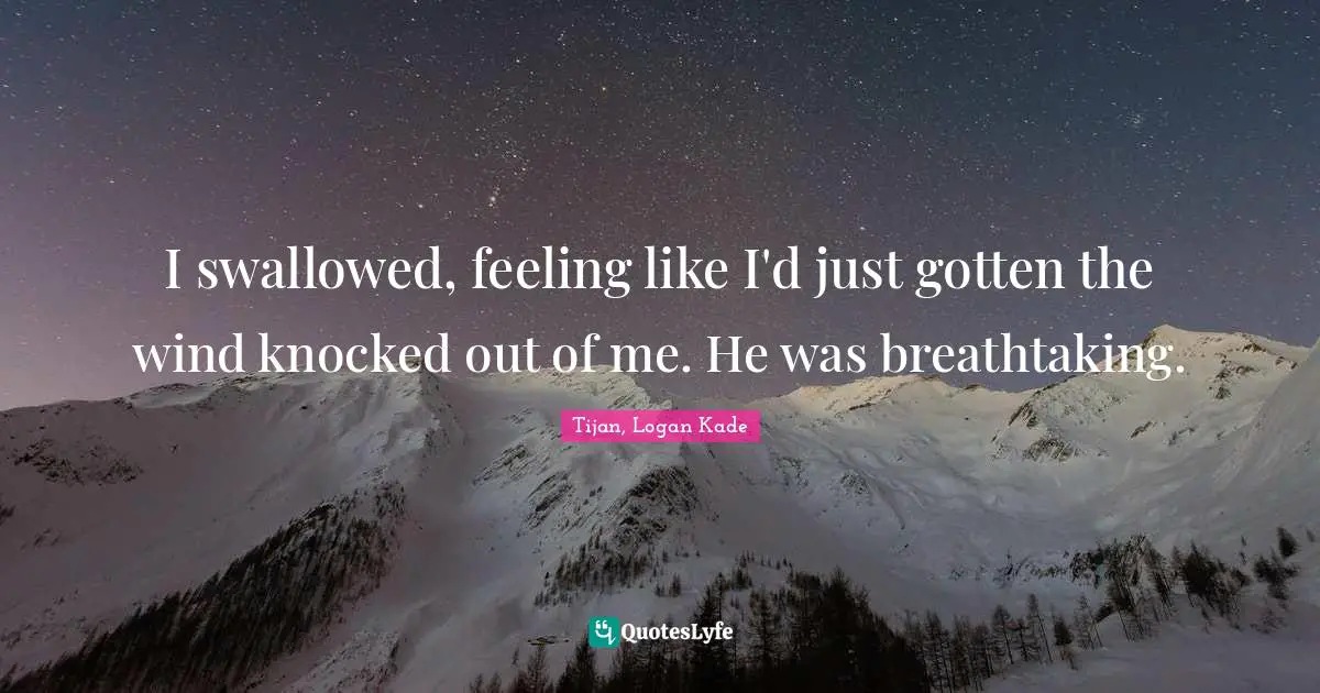 I swallowed, feeling like I'd just gotten the wind knocked out of me. He was breathtaking.