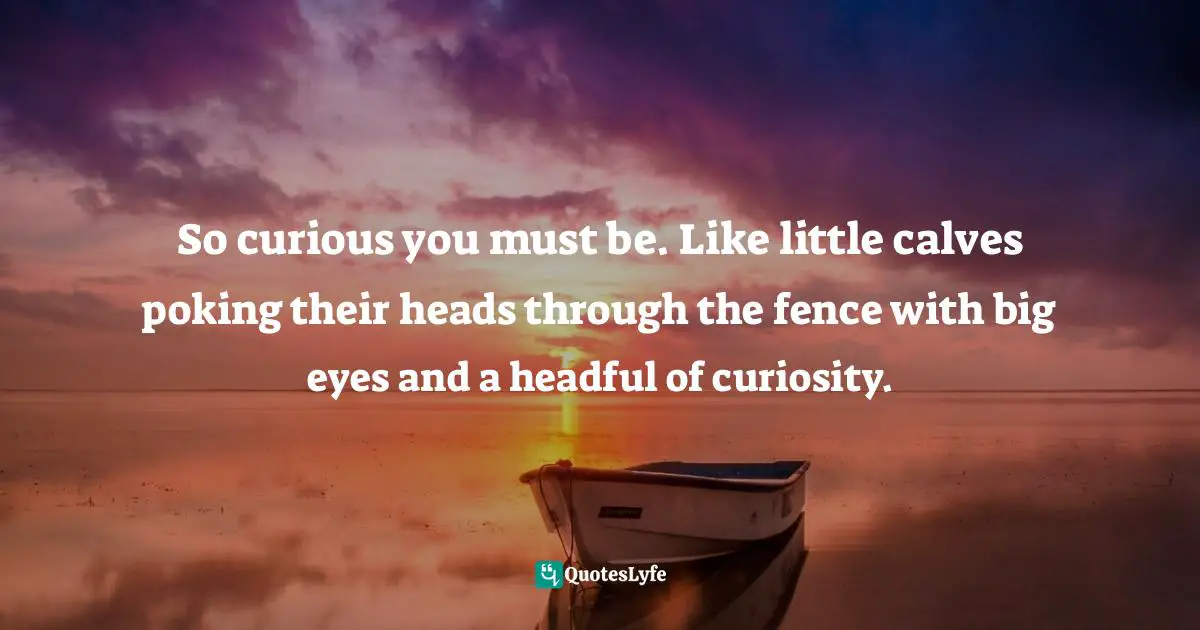 So curious you must be. Like little calves poking their heads through the fence with big eyes and a headful of curiosity.