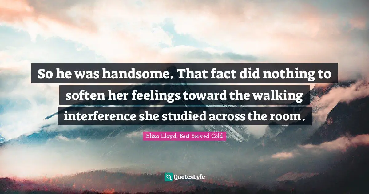So he was handsome. That fact did nothing to soften her feelings toward the walking interference she studied across the room.