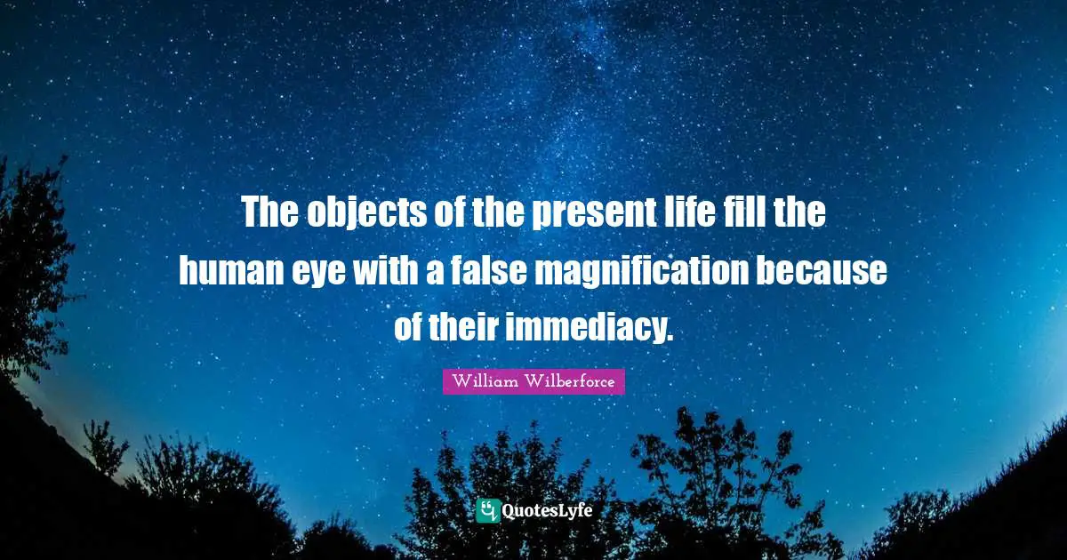 Vanity Quotes: "The objects of the present life fill the human eye with a false magnification because of their immediacy."